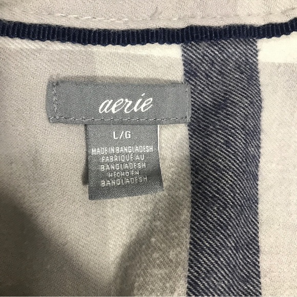 Aerie Grey and Blue Plaid Flannel Long Sleeve Sleep Romper Coverup Large - Picture 3 of 6